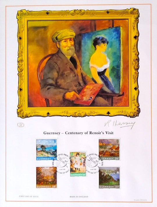 The Sumner Artwork with Lithograph & First Day Stamps - Centenary of Renoir's Visit