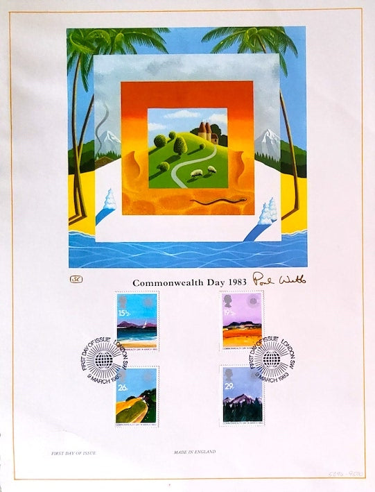 The Sumner Artwork with Lithograph & First Day Stamps - Commonwealth Day 1983