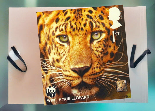 The WWF Artwork with Mint Stamp - Amur Leopard