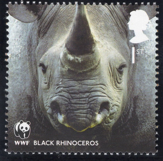 The Protecting Endangered Species Pastel Artwork with Mint Stamp - Black Rhinoceros