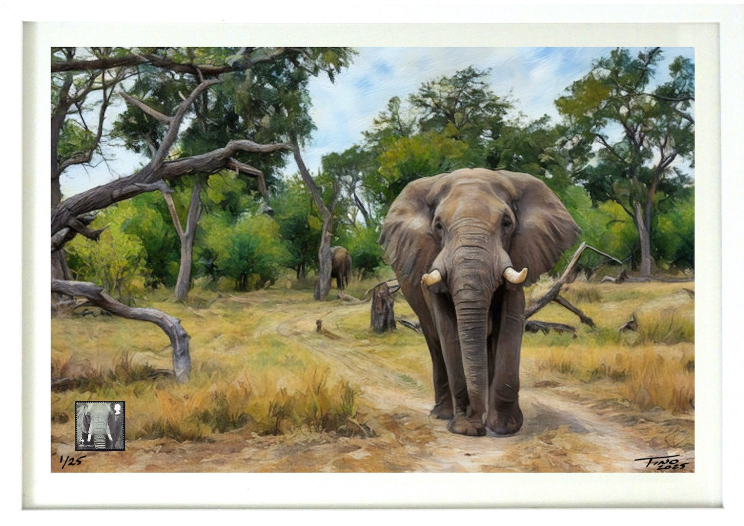 The 2011 WWF Protecting Endangered Species Mint Stamp with Artwork - African Elephant