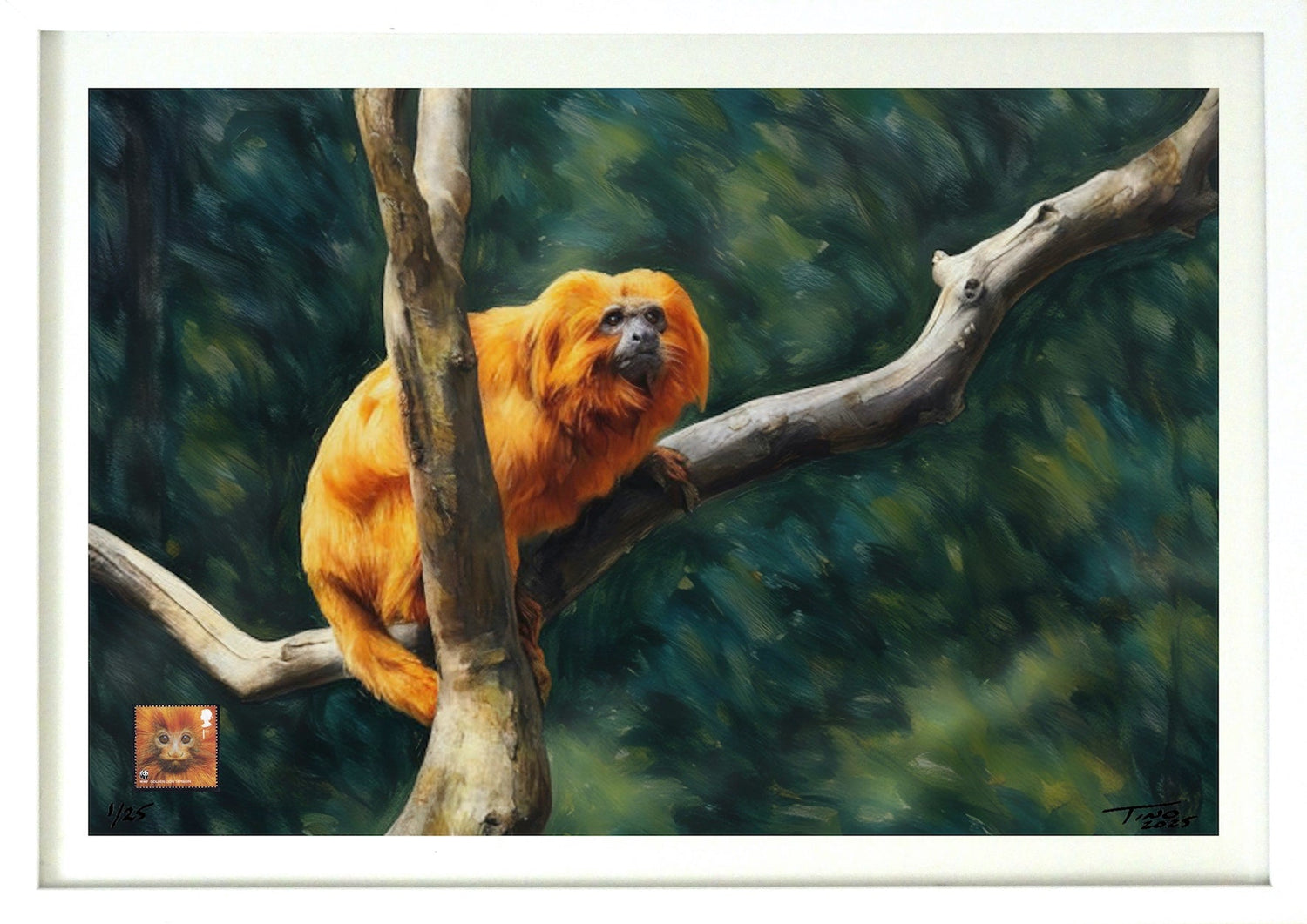 The 2011 WWF Protecting Endangered Species Mint Stamp with Artwork - Golden Lion Tamarin