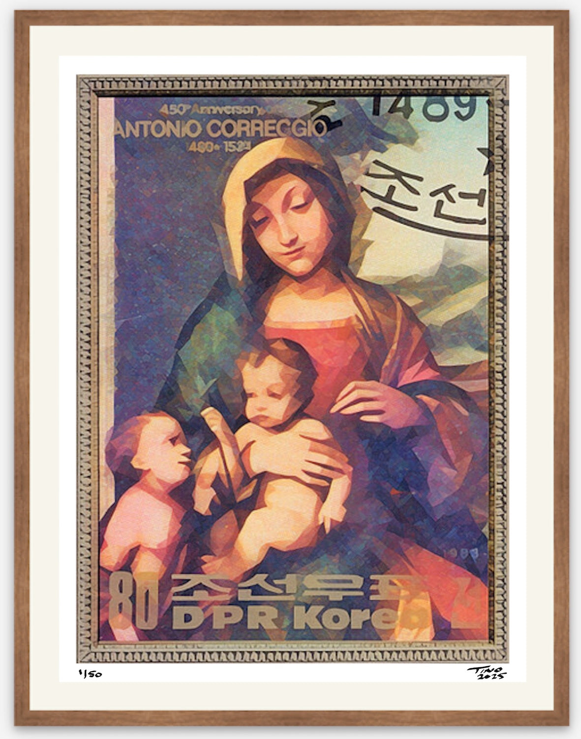 The 1983 North Korea 450th Anniversary of Antonio Correggio - The Madonna with Child & St John v2d
