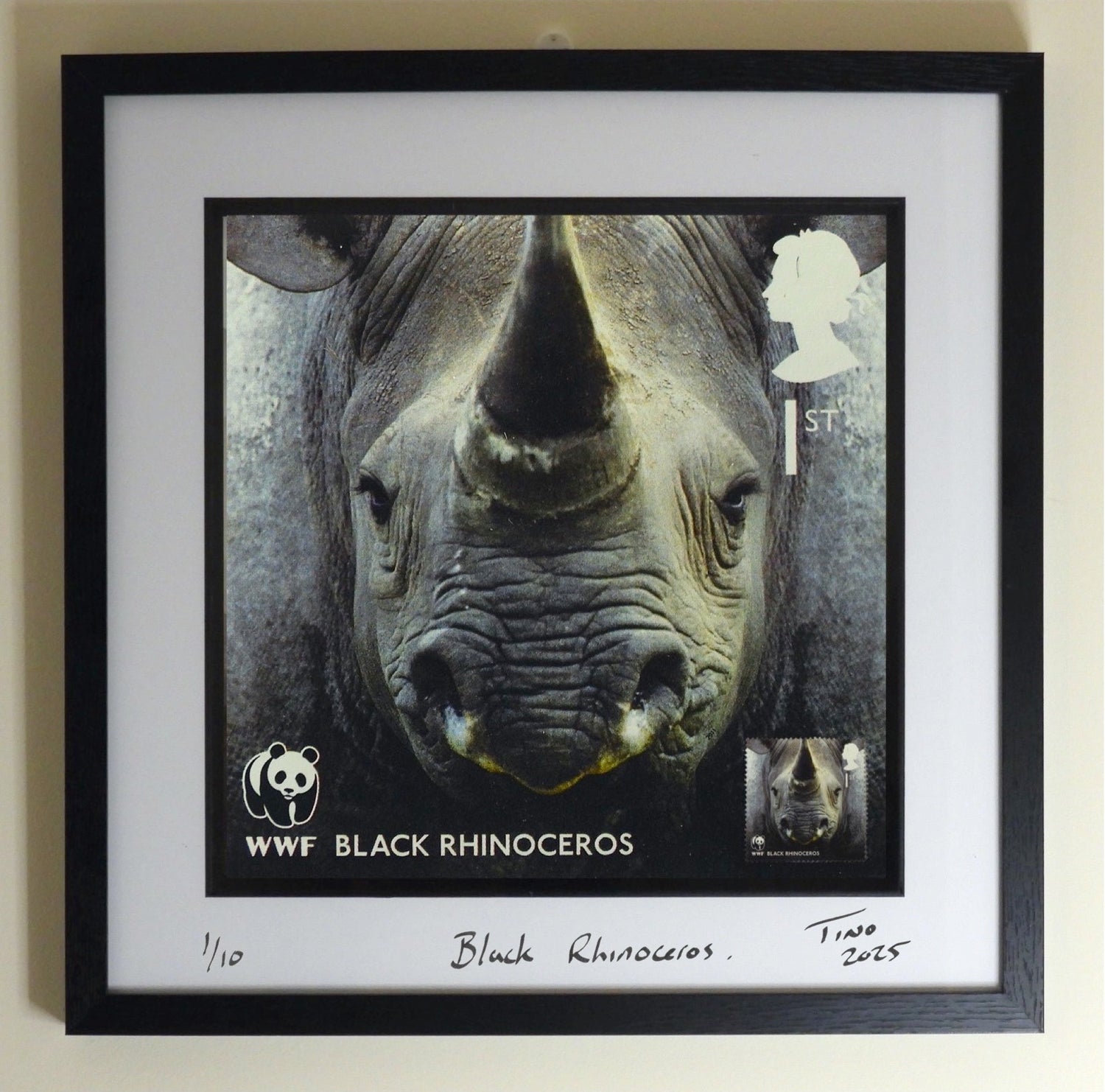 2011 WWF GB Mint Stamp Wall Art - Black Rhinoceros