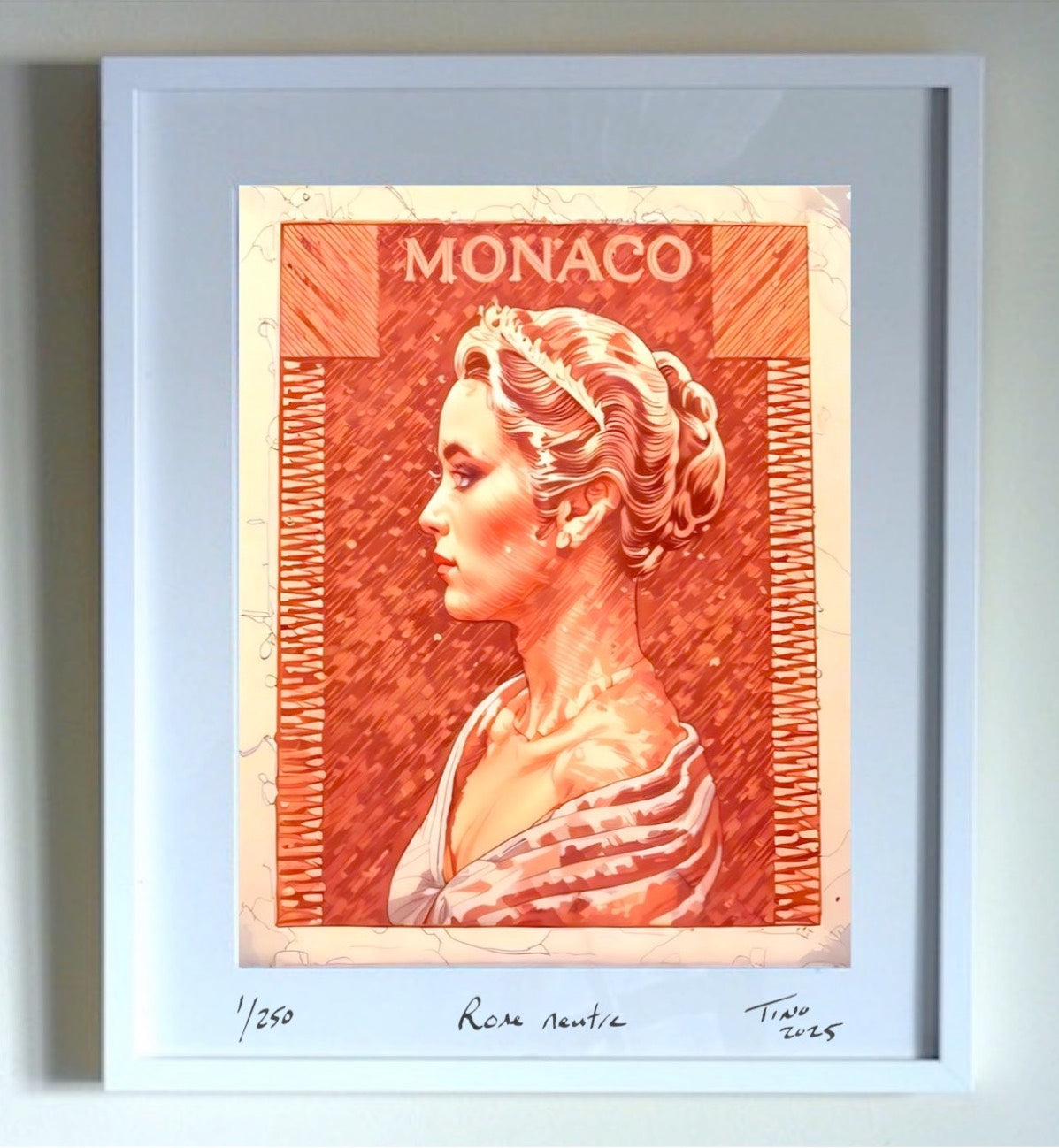 Monaco Grace Kelly 1957 Graphic Art - Rose neutre