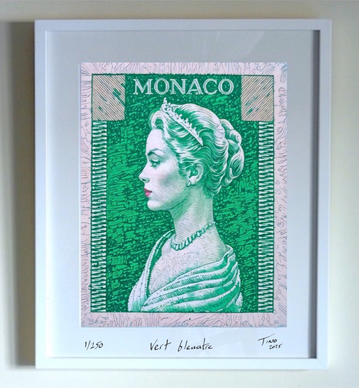 Monaco Grace Kelly 1957 Graphic Art - Vert bleuatre