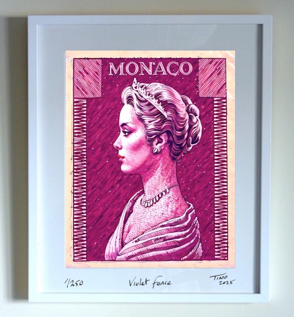 Monaco Grace Kelly 1957 Graphic Art - Violet fonce