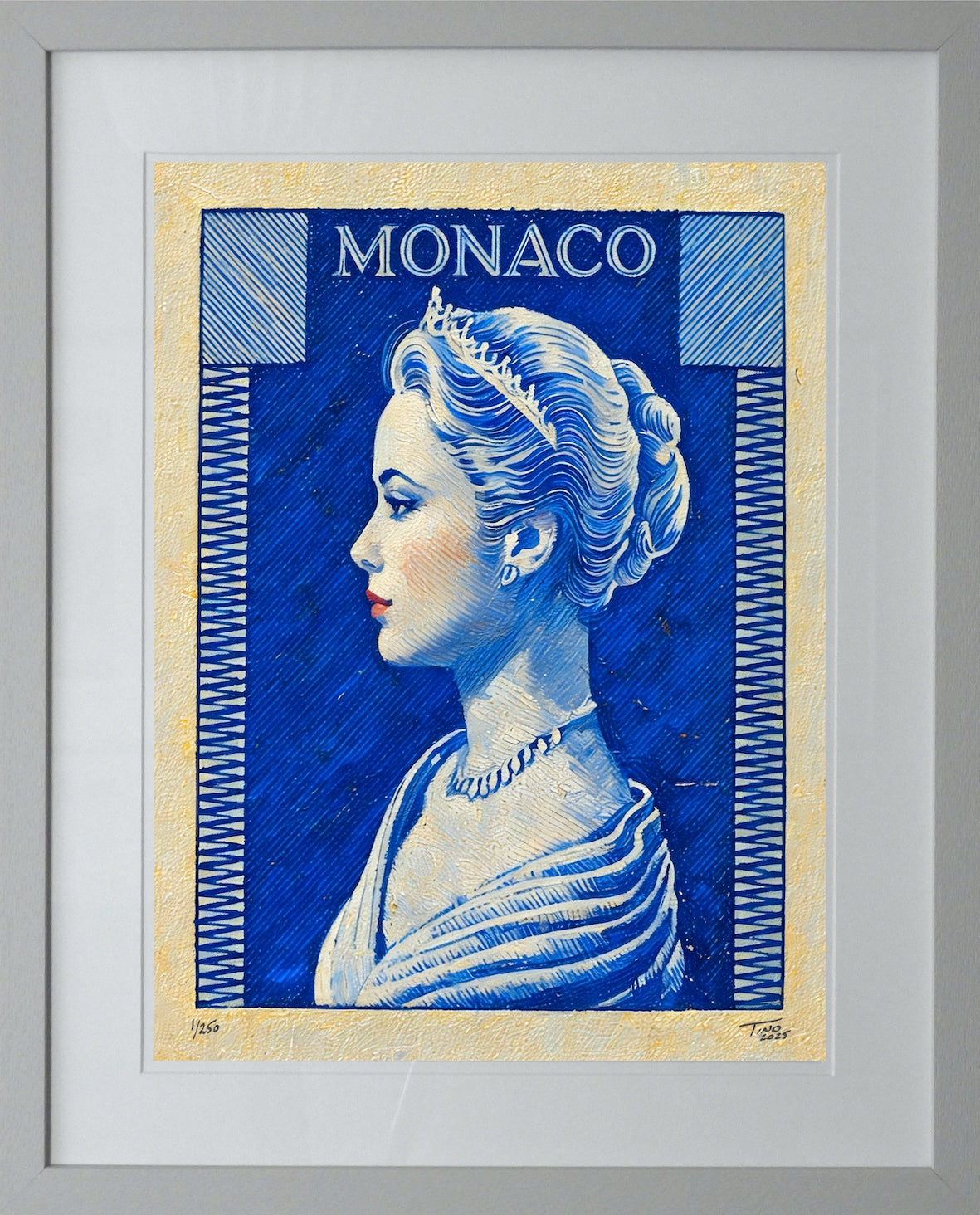 Monaco Grace Kelly 1957 Oil Art - Bleu lague
