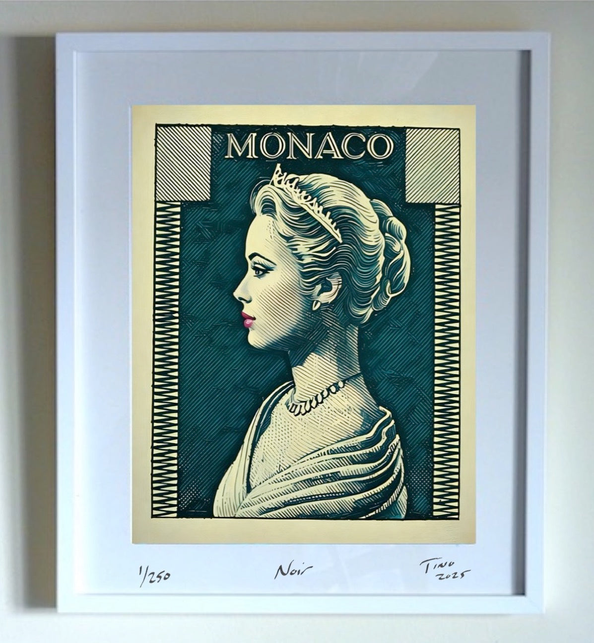 Monaco Grace Kelly 1957 Oil Art - Noir