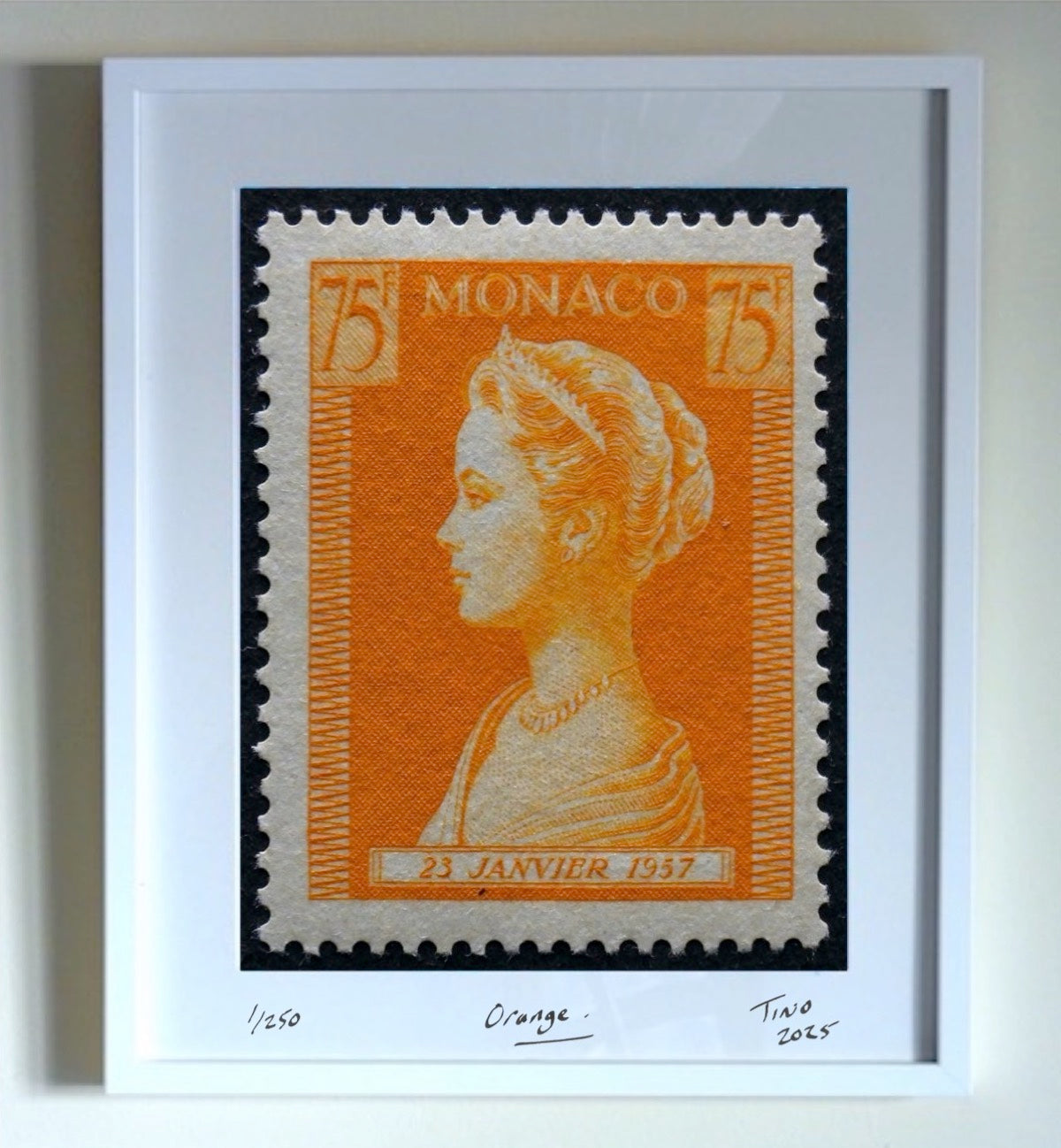 Monaco Grace Kelly 1957 Original Ink Artworks - Orange