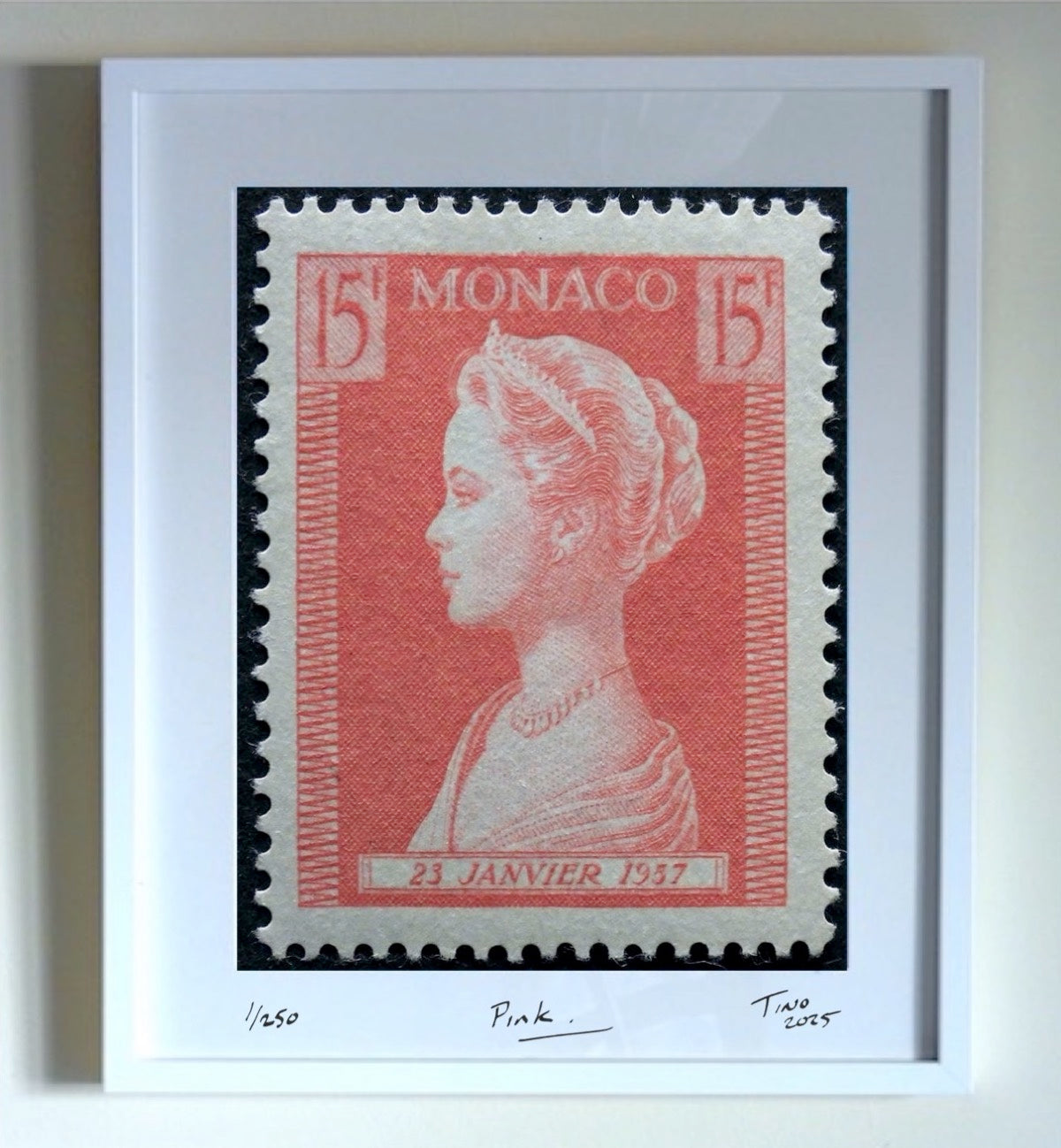 Monaco Grace Kelly 1957 Original Ink Artworks - Pink