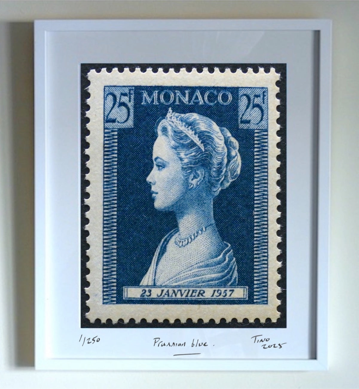 Monaco Grace Kelly 1957 Original Ink Artworks - Prussian blue