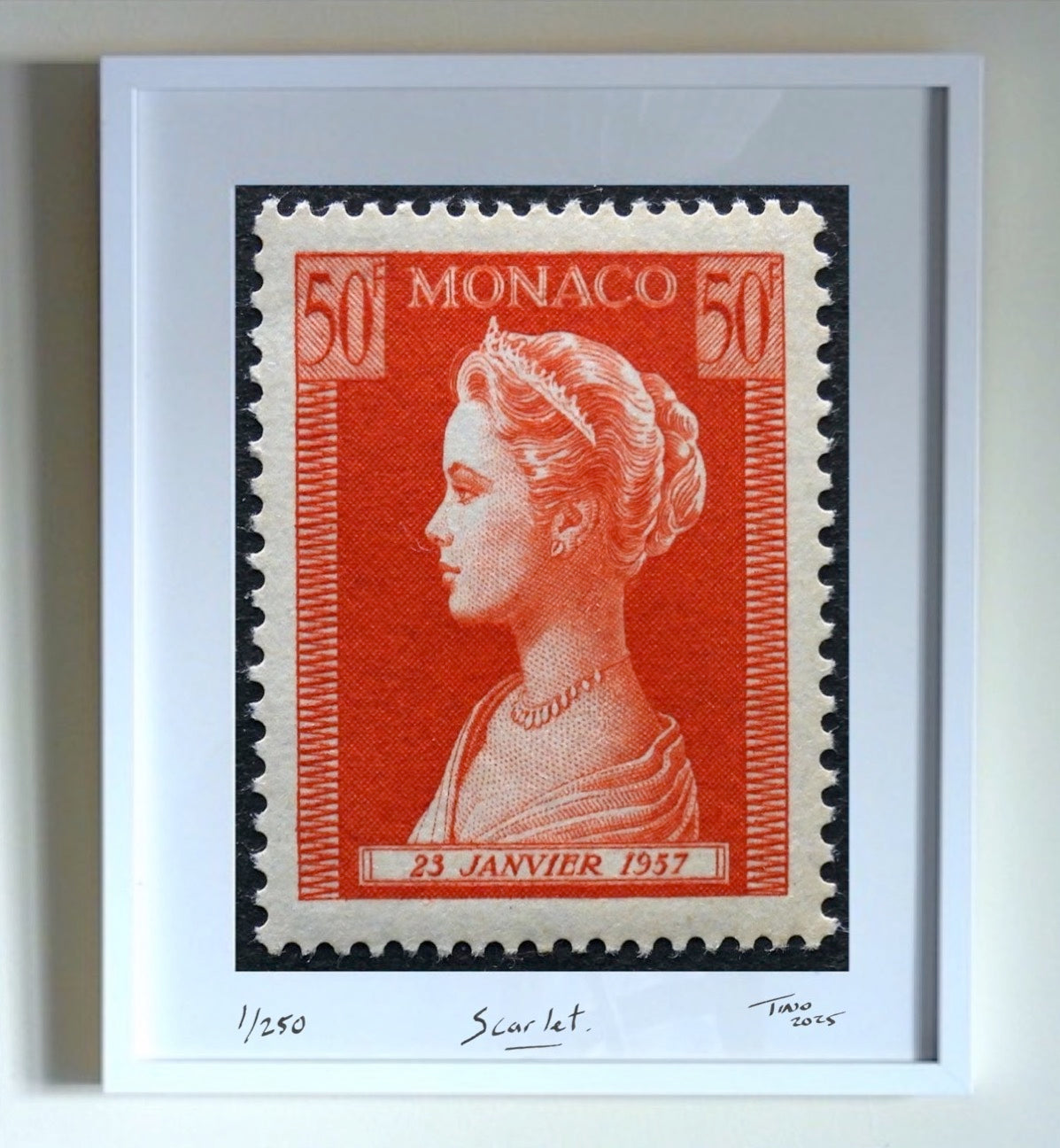 Monaco Grace Kelly 1957 Original Ink Artworks - Scarlet