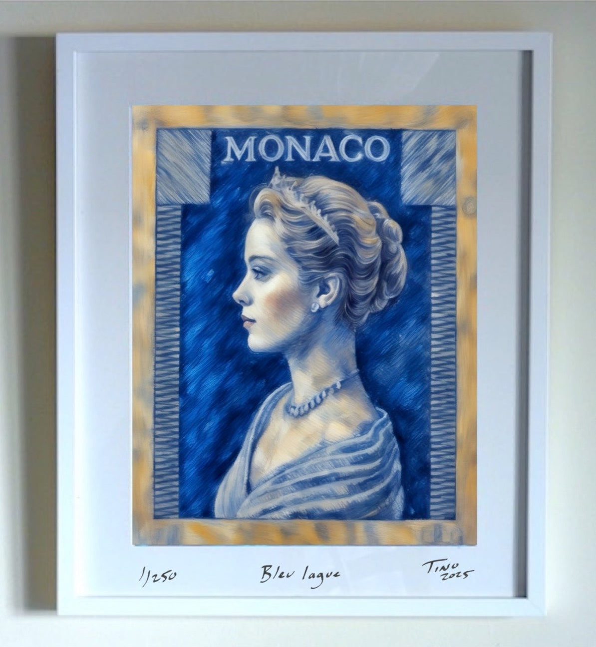 Monaco Grace Kelly 1957 Pastel Art - Bleu lague