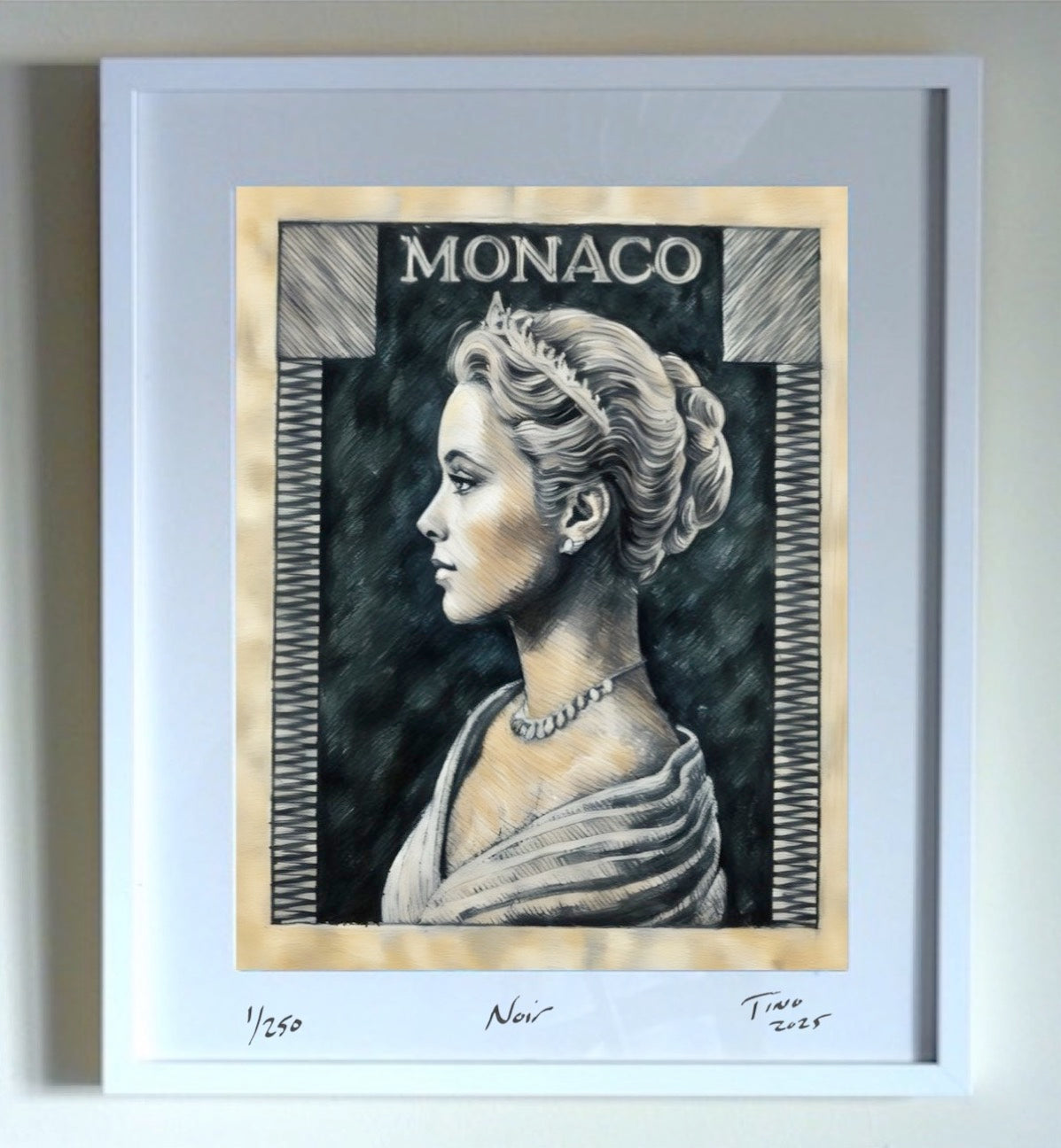 Monaco Grace Kelly 1957 Pastel Art - Noir