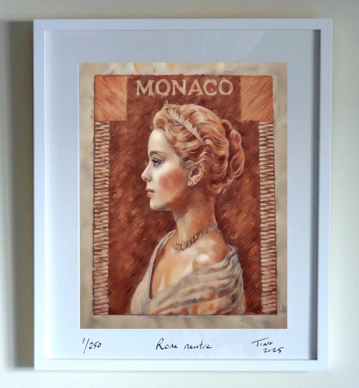 Monaco Grace Kelly 1957 Pastel Art - Rose neutre