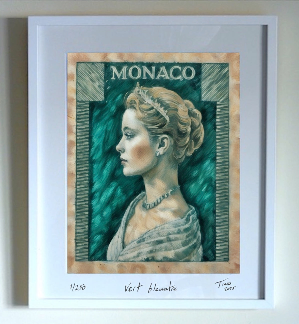 Monaco Grace Kelly 1957 Pastel Art - Vert bleuatre