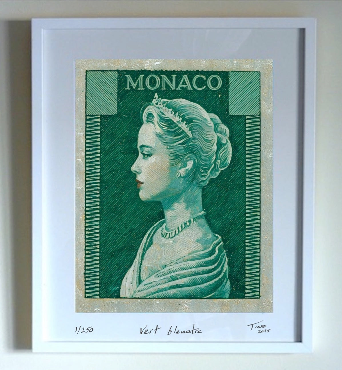 Monaco Grace Kelly 1957 Oil Art - Vert bleuatre