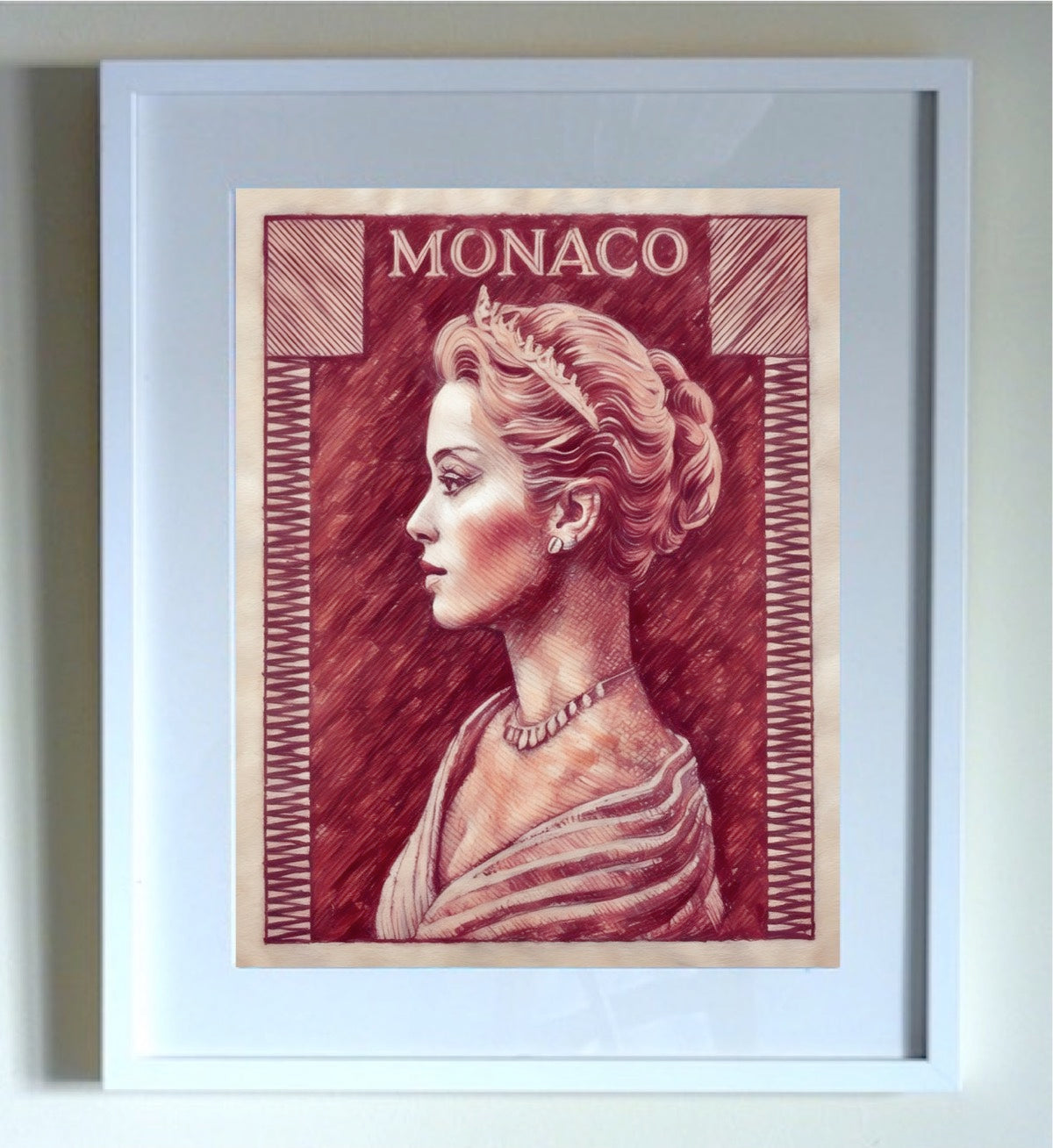 Monaco Grace Kelly 1957 Pastel Art - Violet fonce