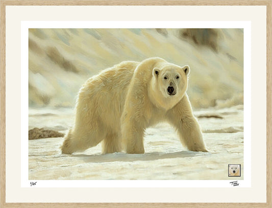 The Protecting Endangered Species Pastel Artwork with Mint Stamp - Polar Bear