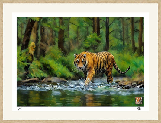 The Protecting Endangered Species Pastel Artwork with Mint Stamp - Siberian Tiger