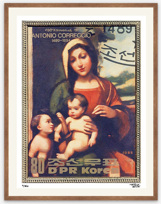 The 1983 North Korea 450th Anniversary of Antonio Correggio - The Madonna with Child & St John v4d