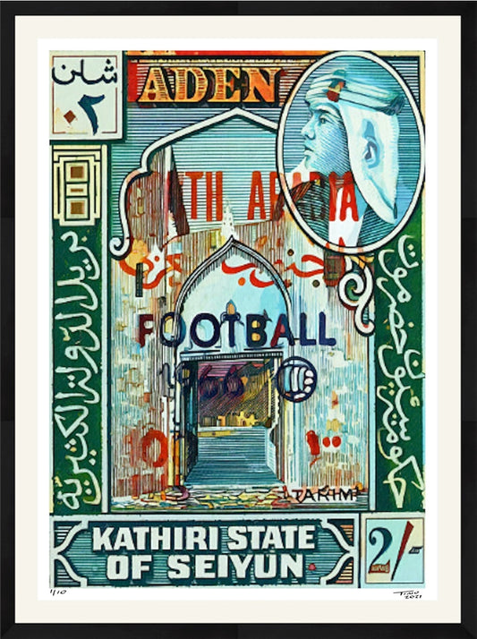 The Aden Football World Cup Artwork with 1966 Mint Stamp - Aden Pop Green