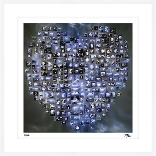 The Hearts of Arabia Blue & Brown Heart Artwork - Habibti