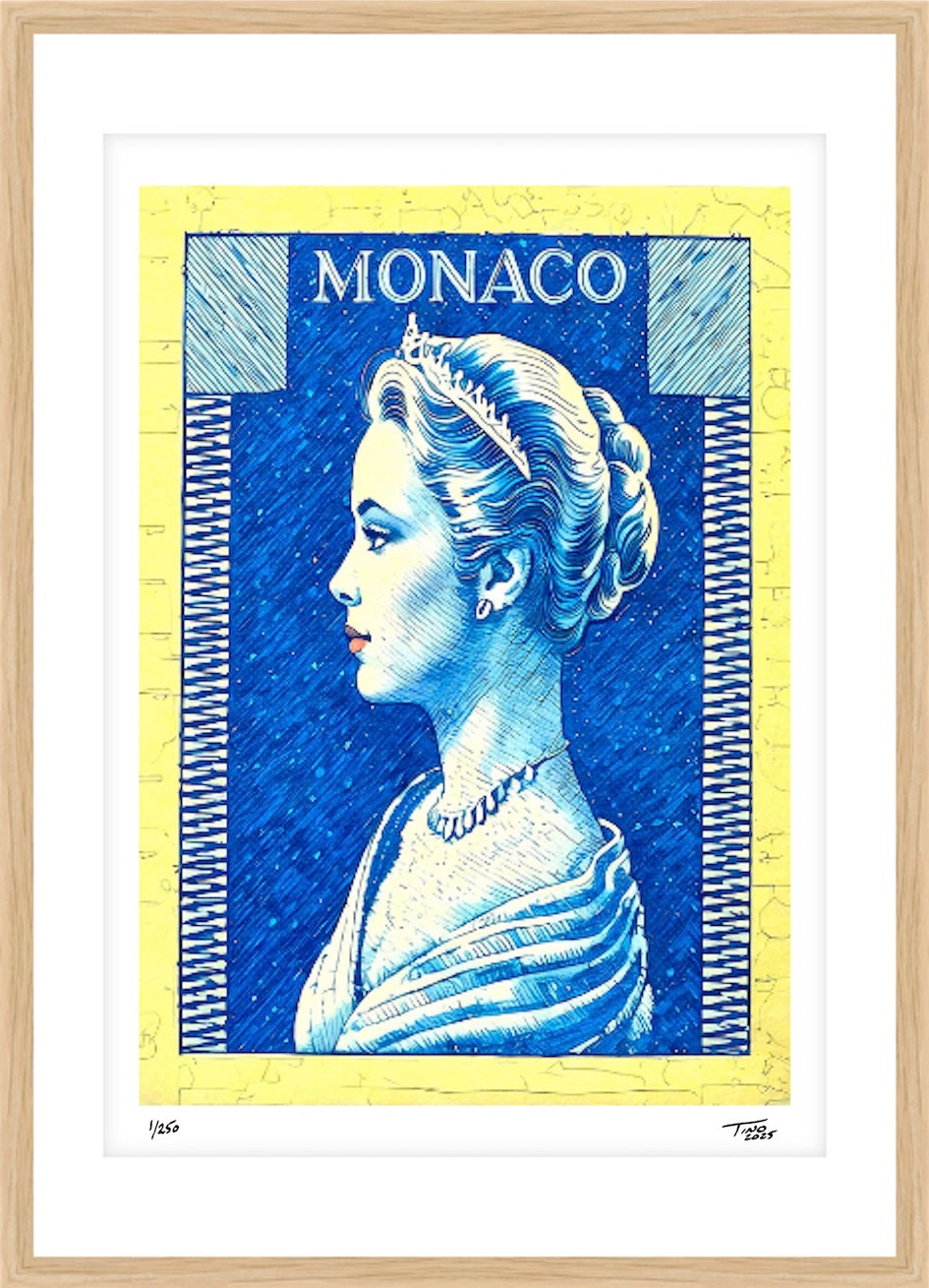 Monaco Grace Kelly Graphic Artwork - Bleu lague