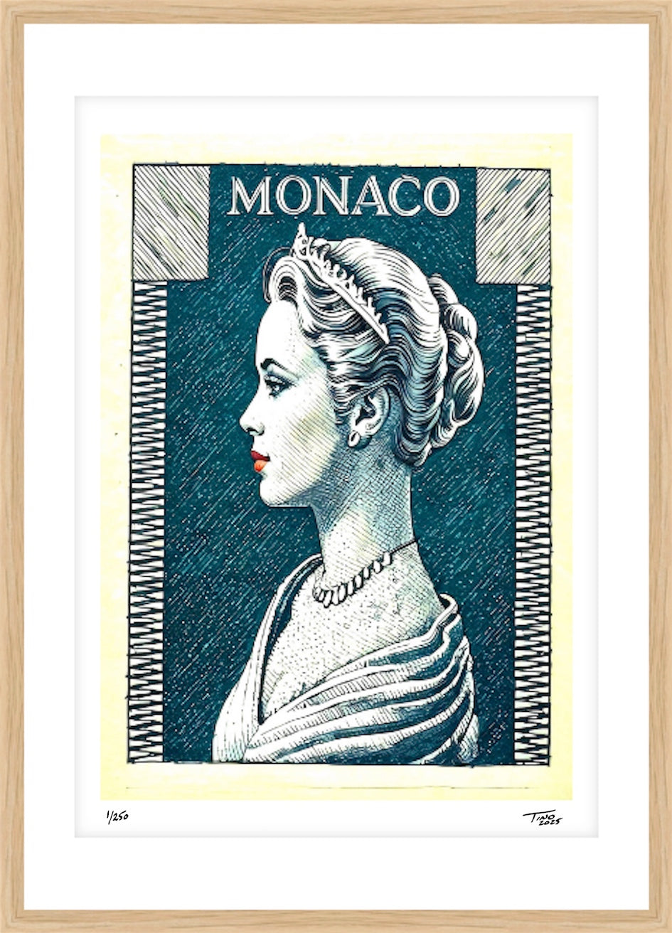 Monaco Grace Kelly Graphic Artwork - Noir