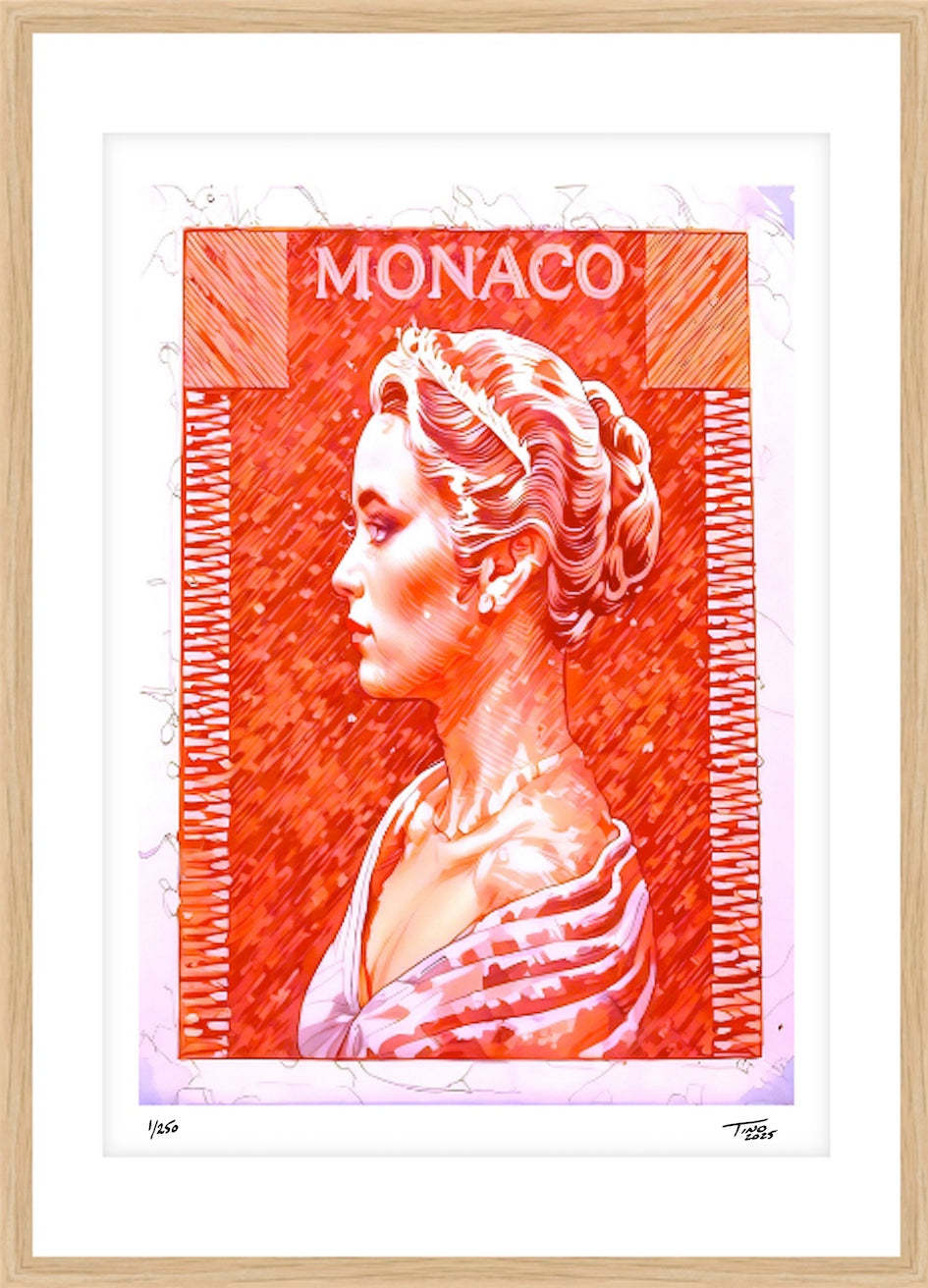 Monaco Grace Kelly Graphic Artwork - Rose neutre