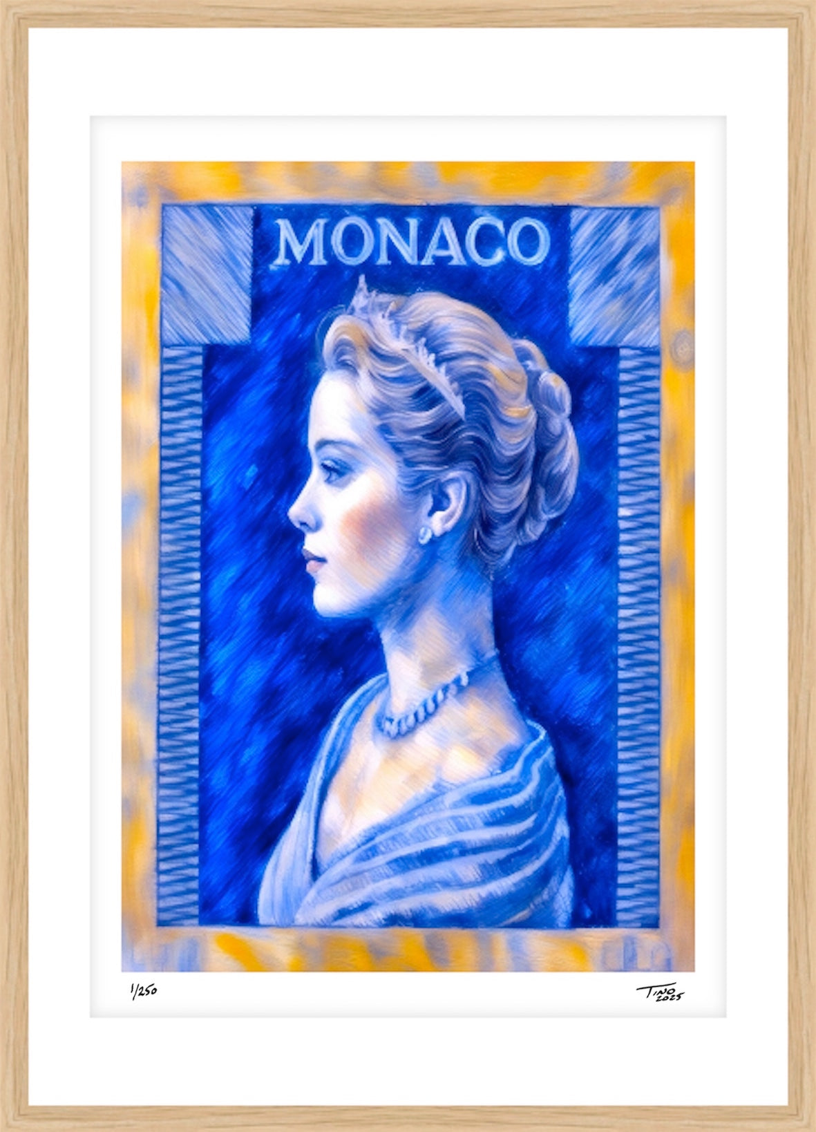 Monaco Grace Kelly Pastel Artwork - Bleu lague