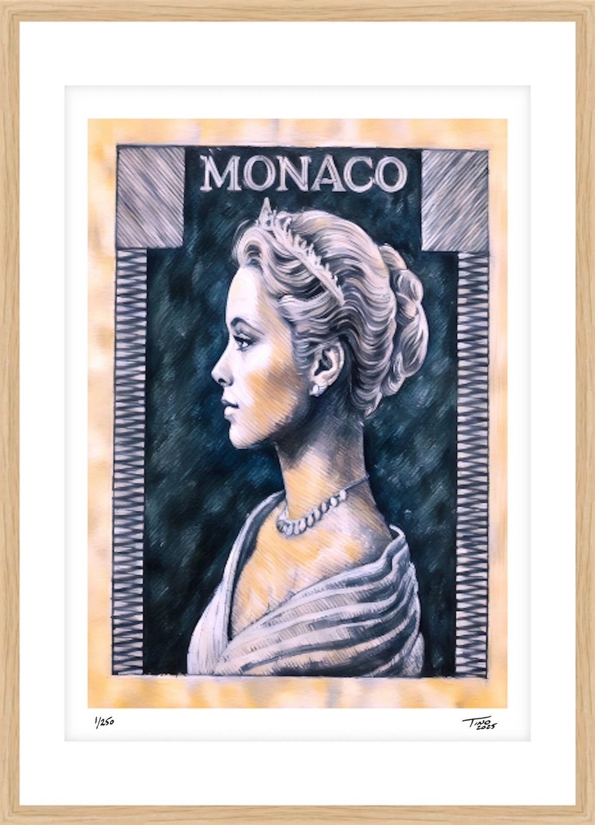 Monaco Grace Kelly Pastel Artwork - Noir