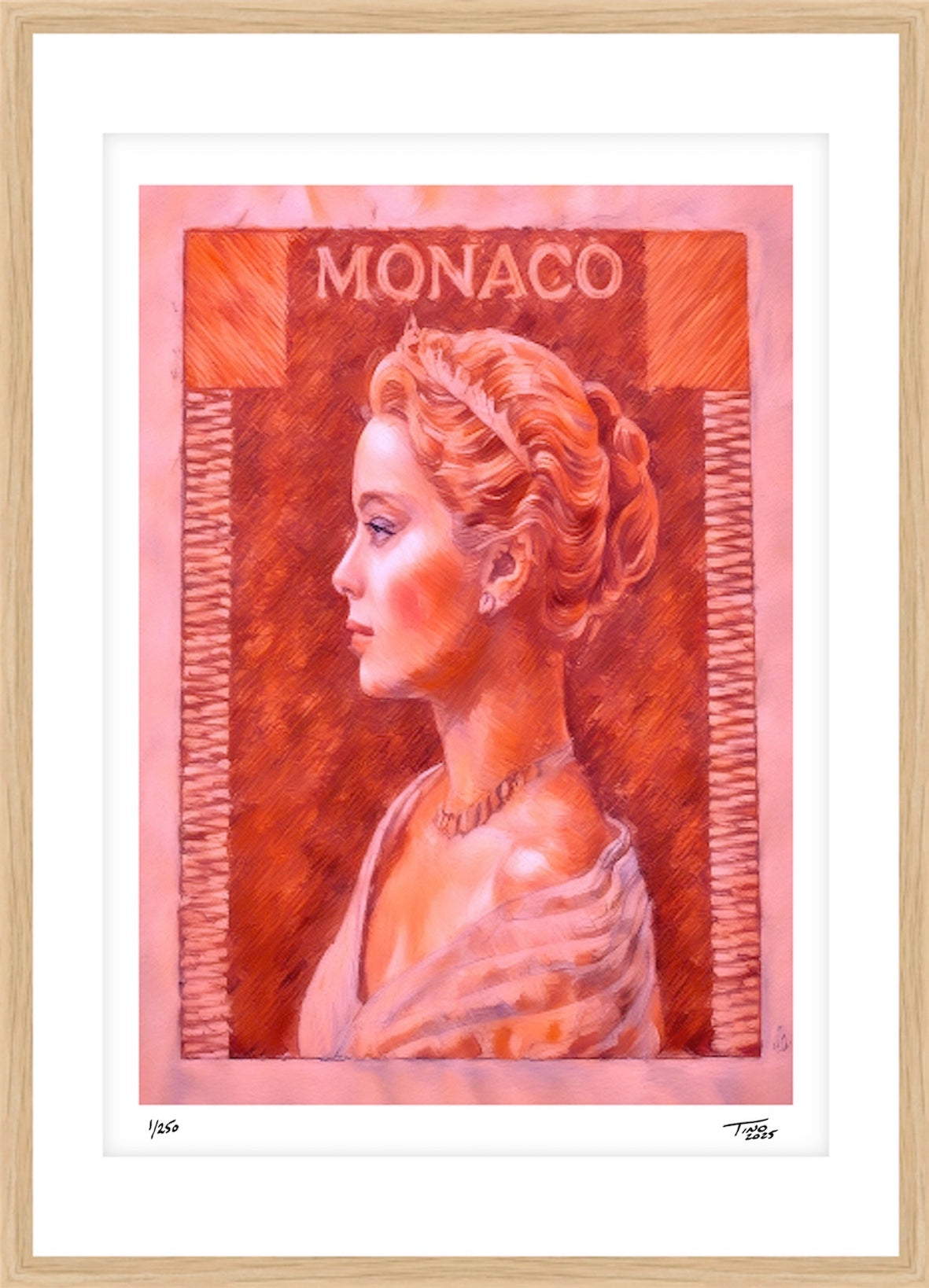 Monaco Grace Kelly Pastel Artwork - Rose neutre