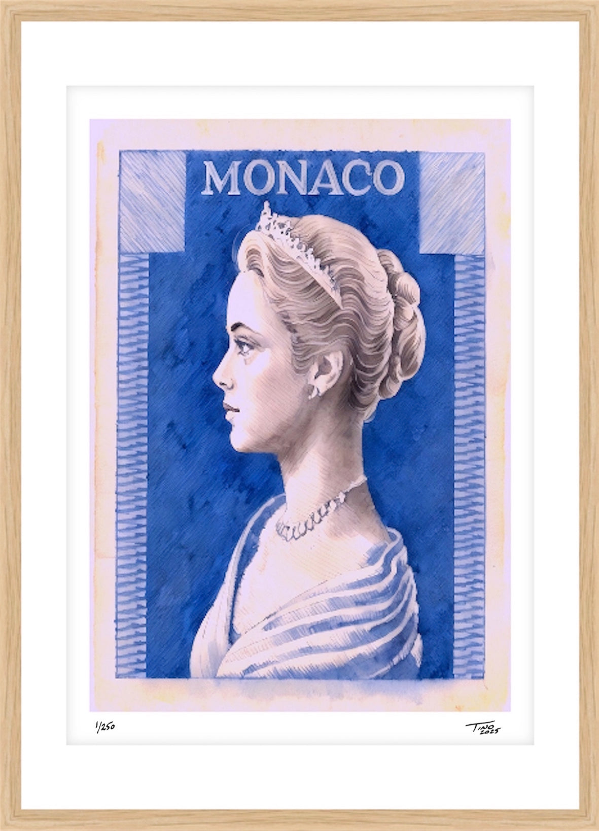 Monaco Grace Kelly Watercolour Artwork - Bleu lague
