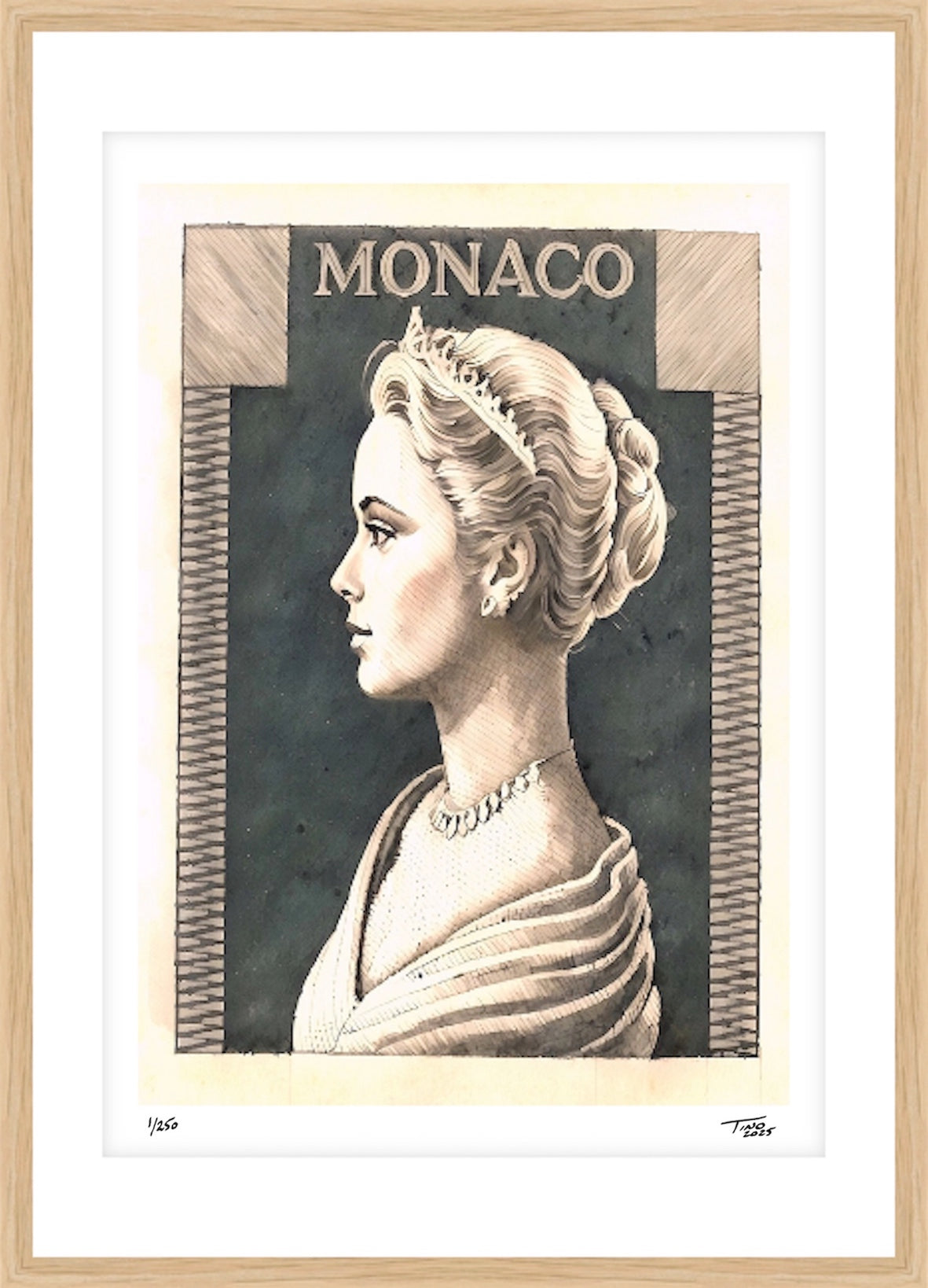 Monaco Grace Kelly Watercolour Artwork - Noir