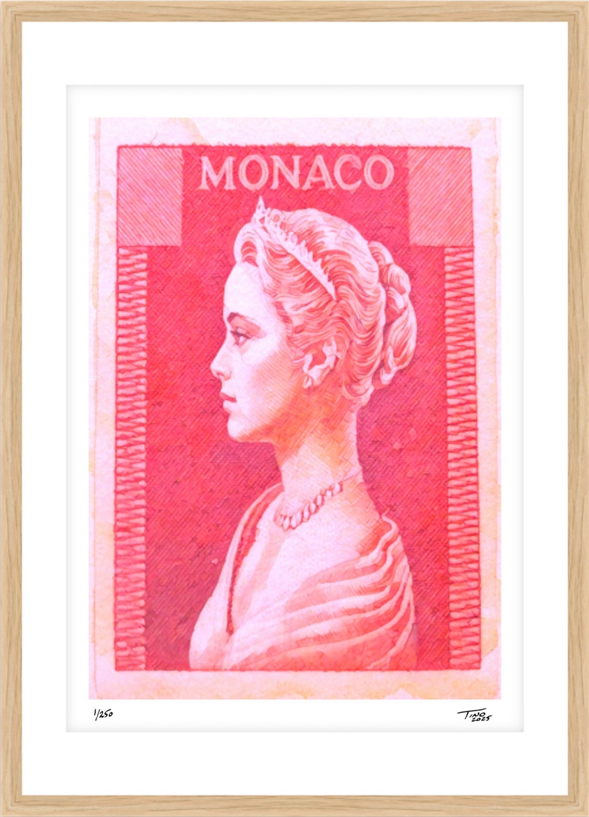 Monaco Grace Kelly Watercolour Artwork - Rose neutre