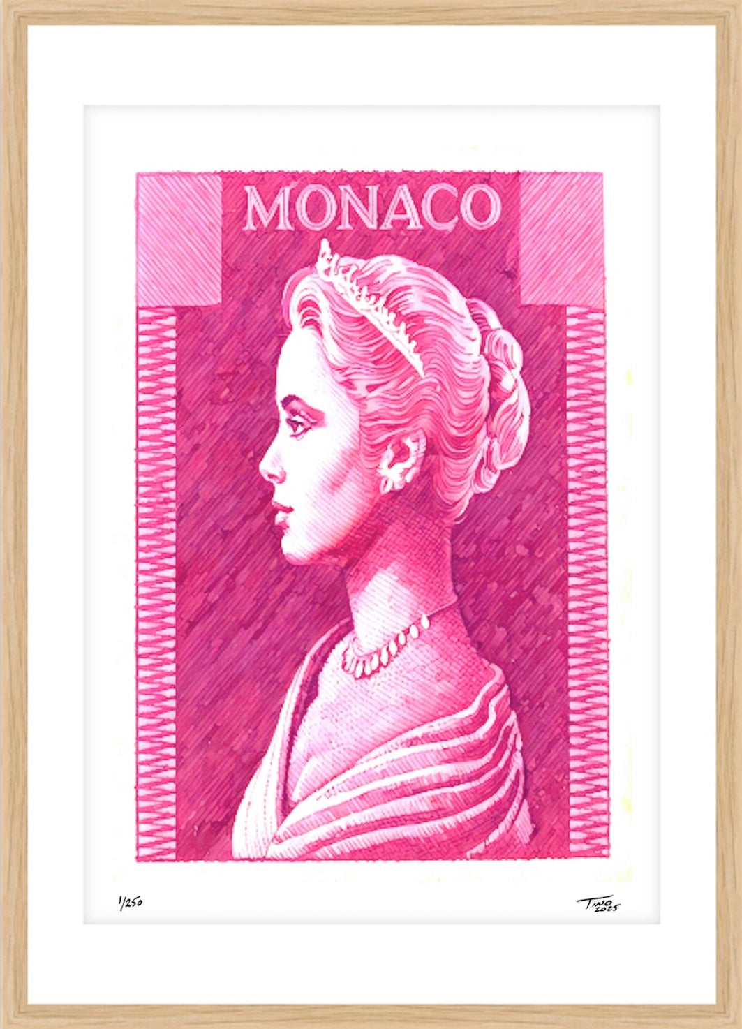 Monaco Grace Kelly Watercolour Artwork - Violet fonce