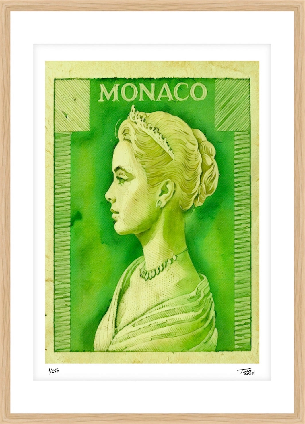 Monaco Grace Kelly Watercolour Artwork - Veridine