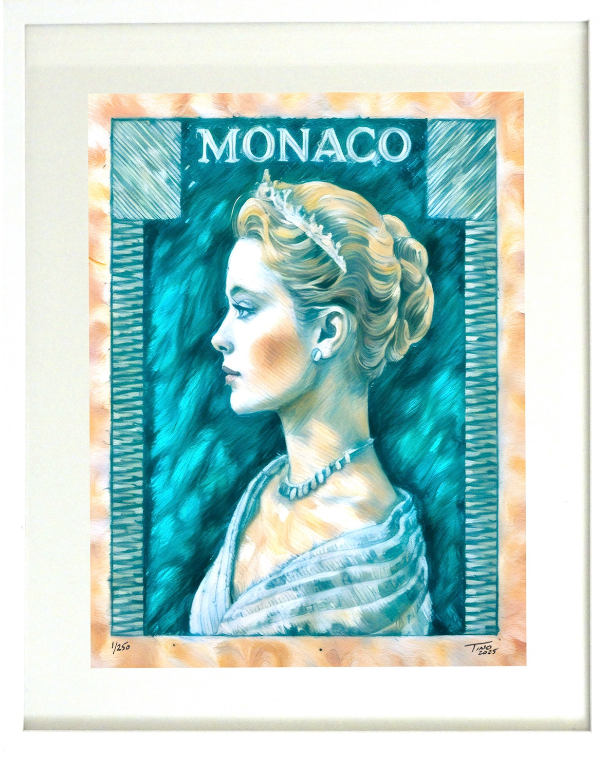 Monaco Grace Kelly 1957 Pastel Artwork - Vert bleuatre