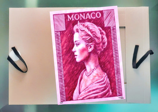 Monaco Grace Kelly 1957 Pastel Artwork - Violet fonce