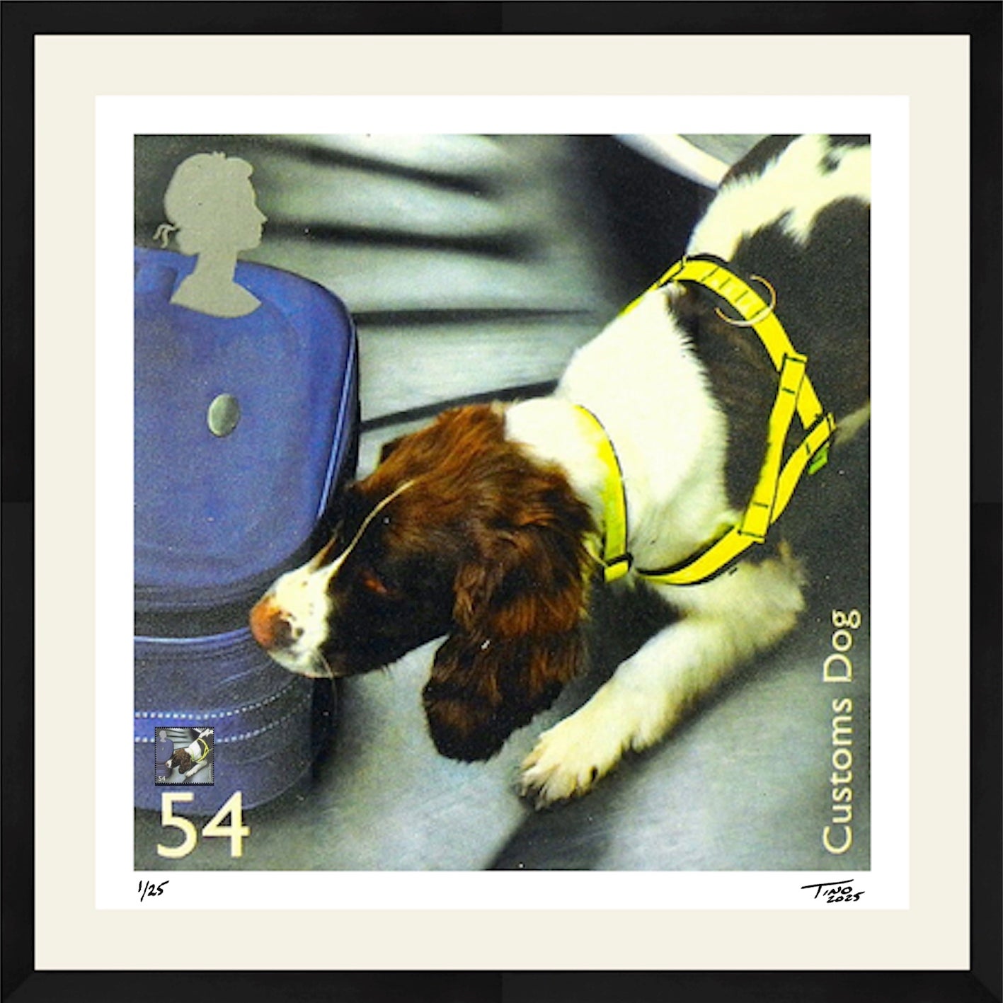 The Working Dogs Artwork with Mint Stamp - Customs Dog