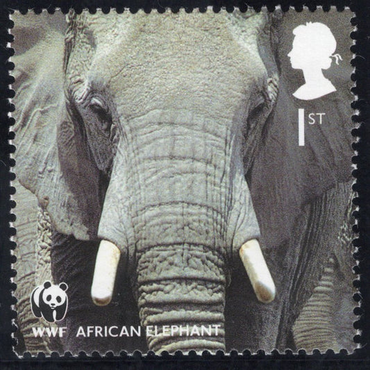 The Protecting Endangered Species Pastel Artwork with Mint Stamp - African Elephant