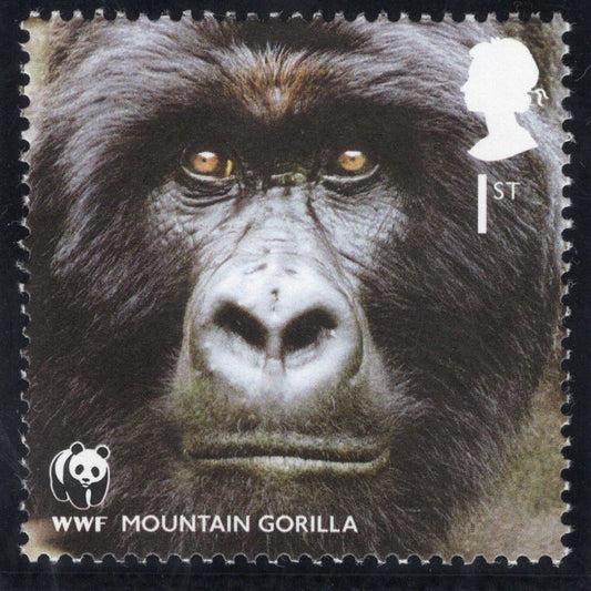 The Protecting Endangered Species Pastel Artwork with Mint Stamp - Mountain Gorilla